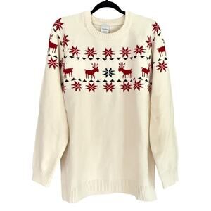 Hanna Andersson Reindeer Fair Isle Christmas Sweater Large Cotton Holiday Nordic